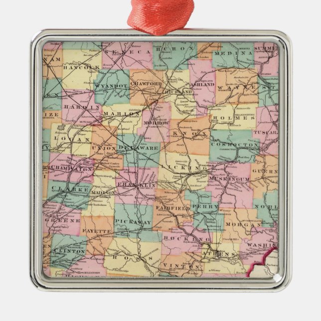 New rail road map of the State of Ohio Metal Ornament (Front)