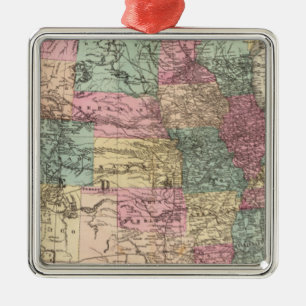 New rail road map of the United States Metal Ornament