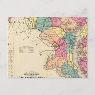 New railroad map of the states of Maryland Postcard