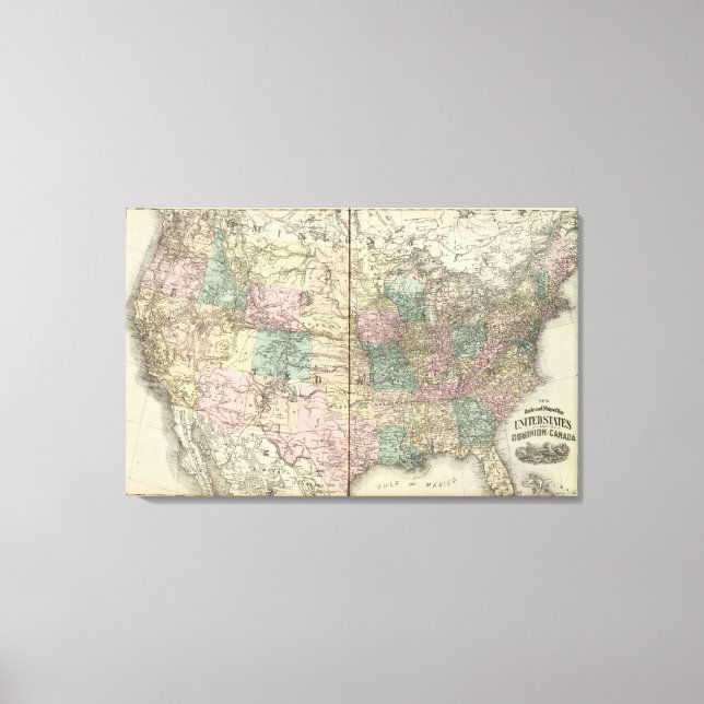 New railroad map of the United States 2 Canvas Print (Front)