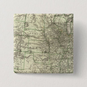 New railroad map of the United States 2 Inch Square Button