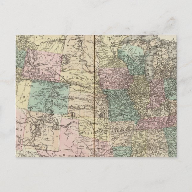 New railroad map of the United States Postcard (Front)