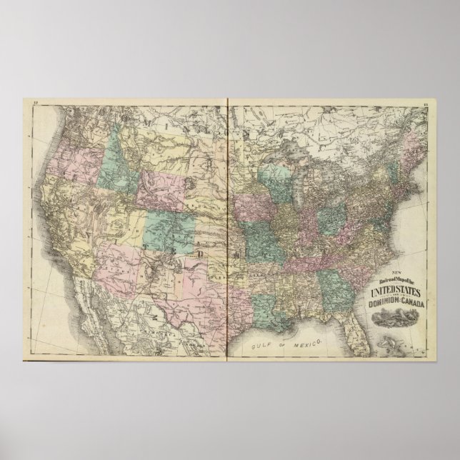New railroad map of the United States Poster (Front)
