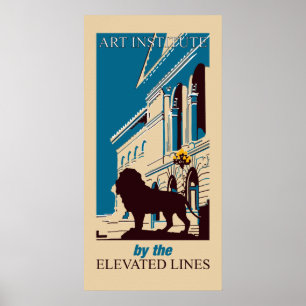 New Retro art institute Chicago vertical banner Poster
