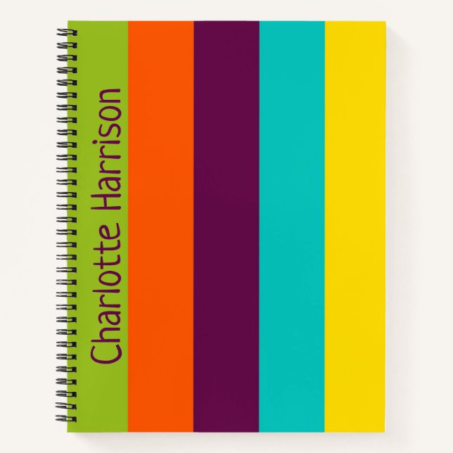 New Retro Palette Stripes Personalized Notebook (Front)