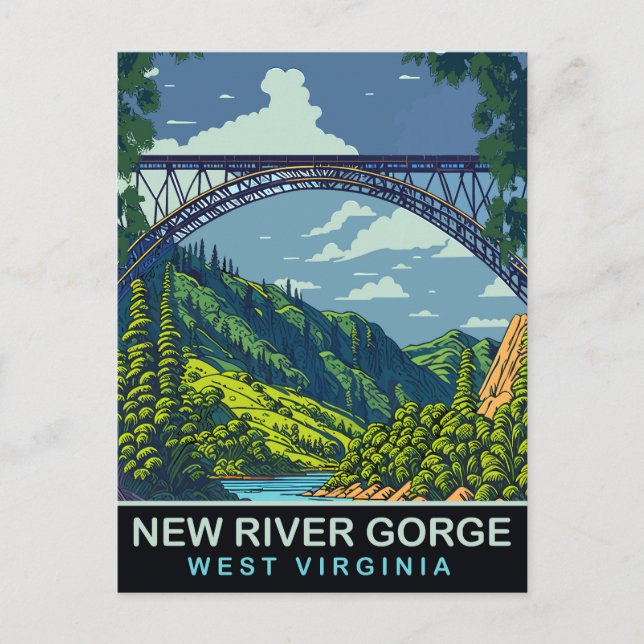 New River Gorge, Bridge, WV, Travel Postcard (Front)