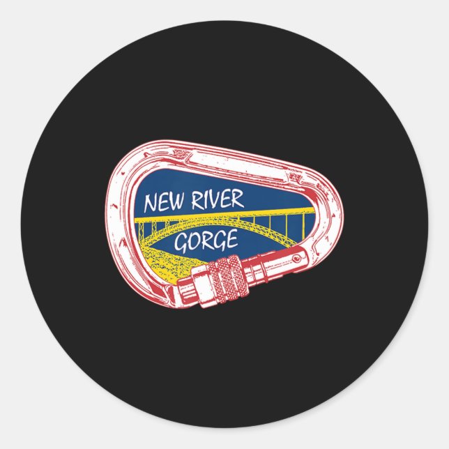 New River Gorge Climbing Carabiner  Classic Round Sticker (Front)