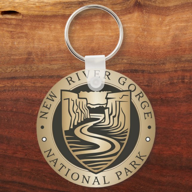 New River Gorge National Park Golden Emblem Keychain (Back)