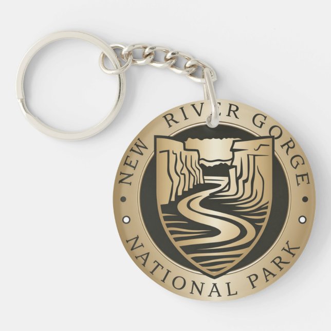 New River Gorge National Park Golden Emblem Keychain (Front)
