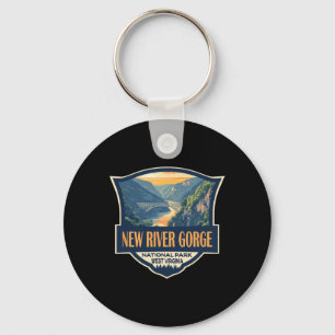 New River Gorge National Park Illustration Retro B Keychain