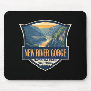New River Gorge National Park Illustration Retro B Mouse Pad