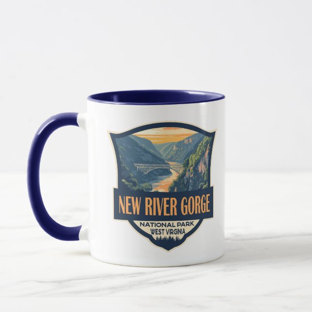 New River Gorge National Park Illustration Retro Mug (Left)