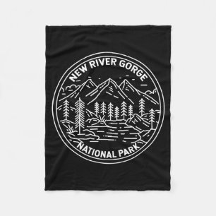 New River Gorge National Park Monoline _1 Fleece Blanket