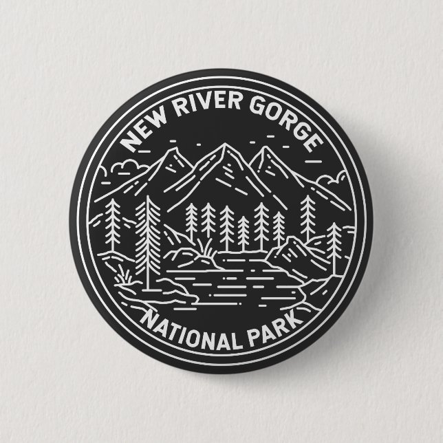 New River Gorge National Park Monoline   2 Inch Round Button (Front)