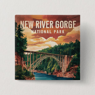 New River Gorge National Park & Preserve 2 Inch Square Button