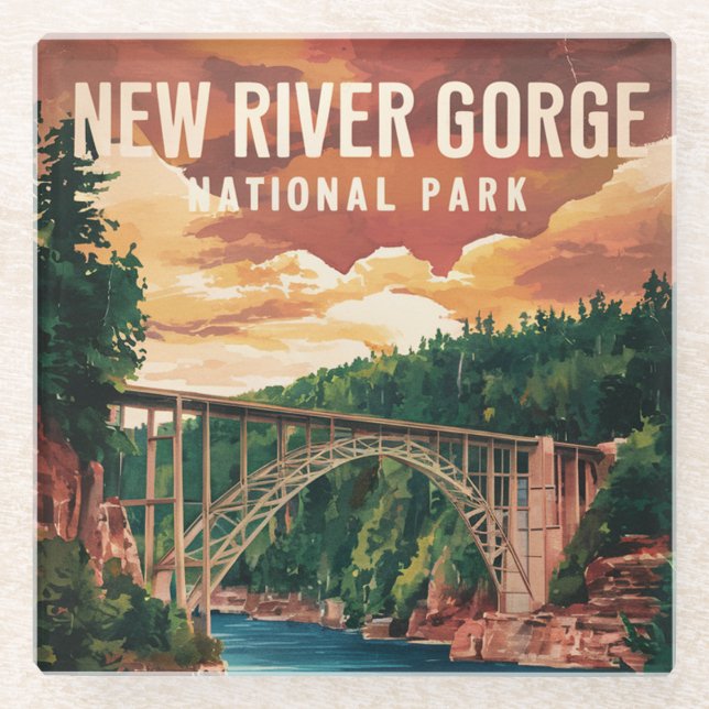 New River Gorge National Park & Preserve  Glass Coaster (Front)