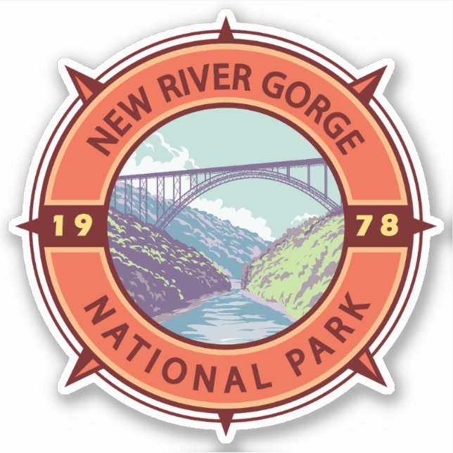 New River Gorge National Park Retro Compass Emblem (Front)