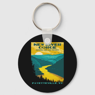 New River Gorge National Park Vintage Wpa Ster Sty Keychain