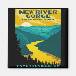 New River Gorge National Park Vintage Wpa Ster Sty Magnet