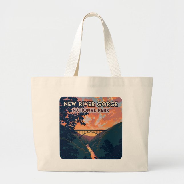 New River Gorge National Park West Virginia Bridge Large Tote Bag (Front)