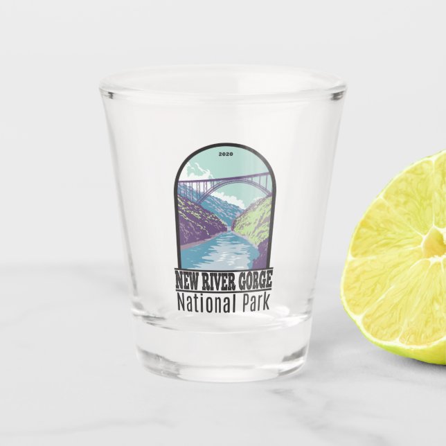 New River Gorge National Park West Virginia Bridge Shot Glass (Front)