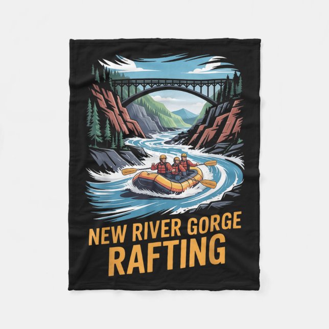 New River Gorge Rafting Whitewater Kayak Outdoor W Fleece Blanket (Front)
