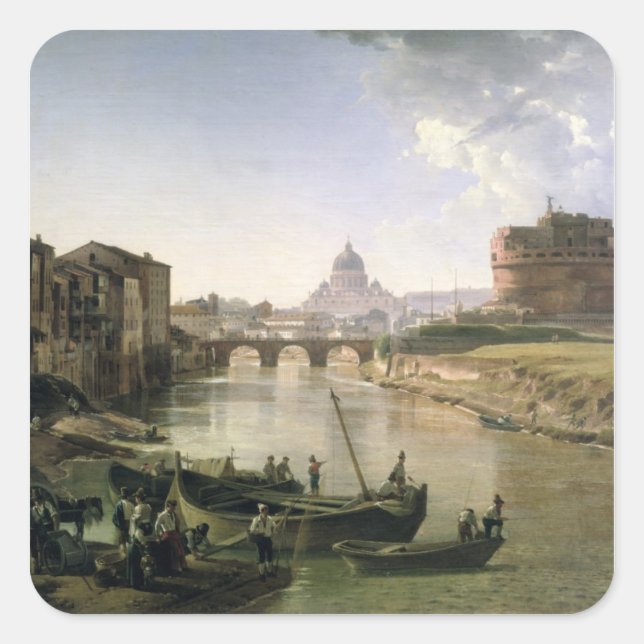 New Rome with the Castel Sant'Angelo Square Sticker (Front)