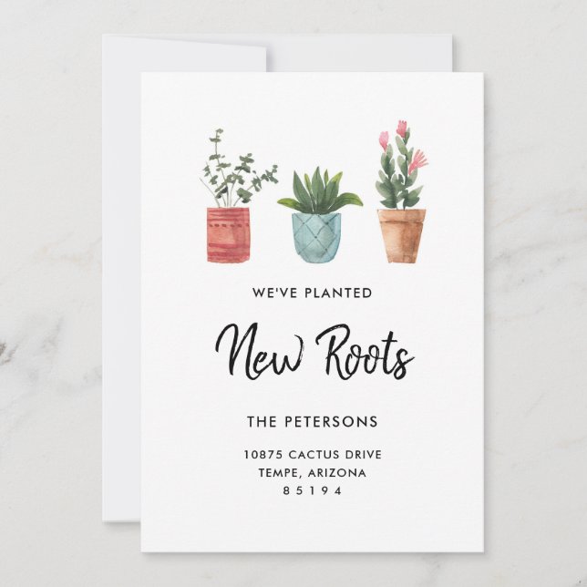 New Roots I We've Moved Moving Announcement Card (Front)