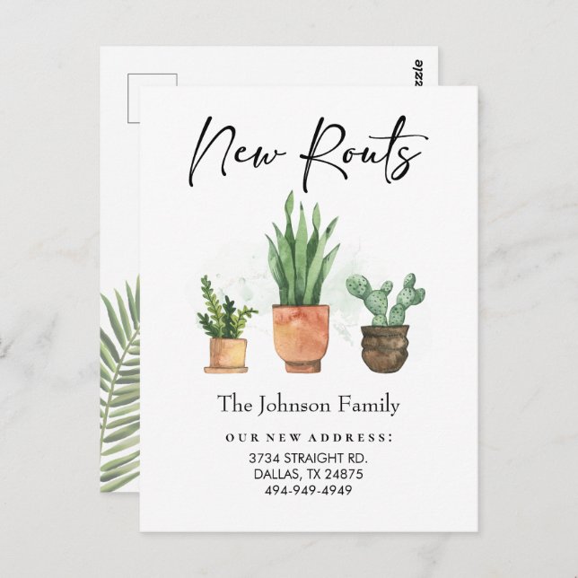 New Roots New Address We've Moved New Home Postcard (Front/Back)