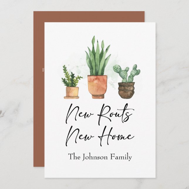 New Roots We've Moved New Home Terracotta  Announcement (Front/Back)