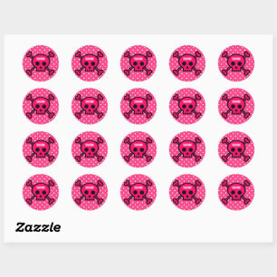 NEW! Round Sticker - Skull Bones (add name)