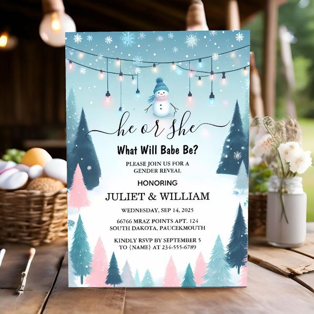 New Rustic Snow Cold Ice Cozy Winter Gender Reveal Invitation (Creator Uploaded)