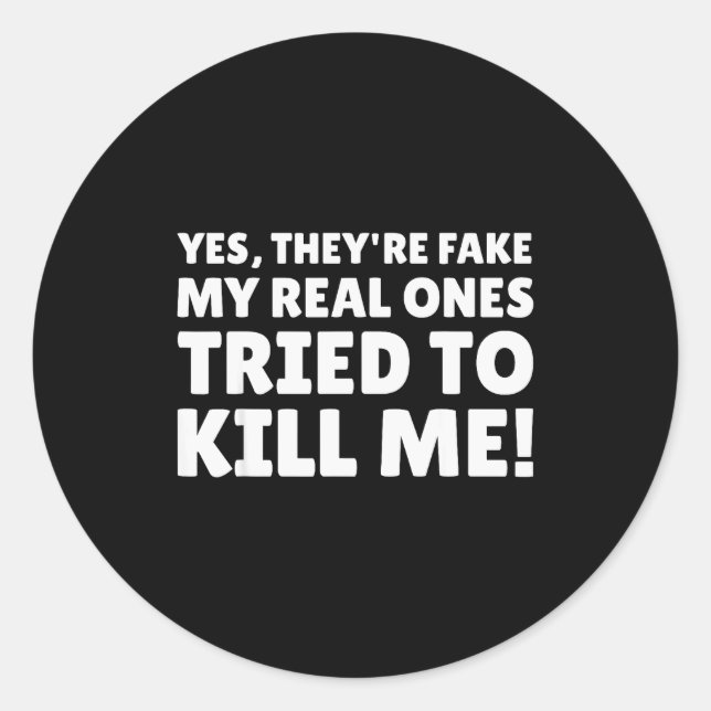 New S &amp; Funny Breast Augmentation  Classic Round Sticker (Front)