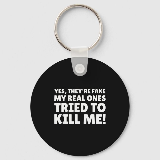 New S &amp; Funny Breast Augmentation  Keychain (Front)
