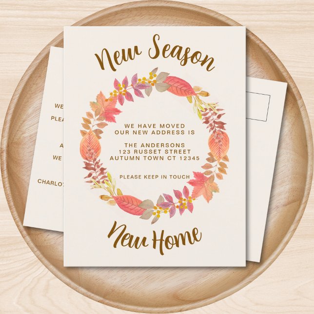New Season New Home Fall Moving Announcement Postcard (Creator Uploaded)