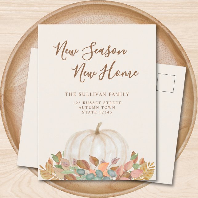 New Season New Home Fall Pumpkin Moving Announcement Postcard (Creator Uploaded)