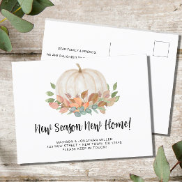 New Season New Home Pumpkin Fall Autumn Moving  Announcement Postcard