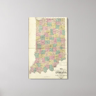 New sectional and township map of Indiana Canvas Print