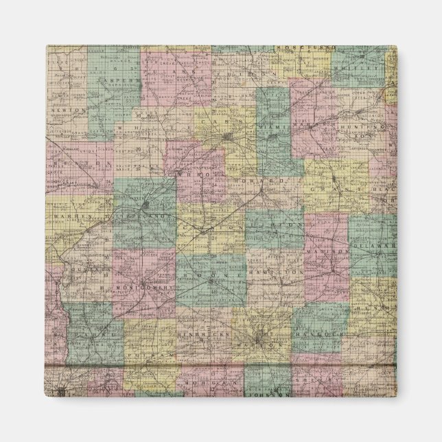 New sectional and township map of Indiana Magnet (Front)