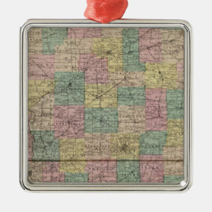 New sectional and township map of Indiana Metal Ornament