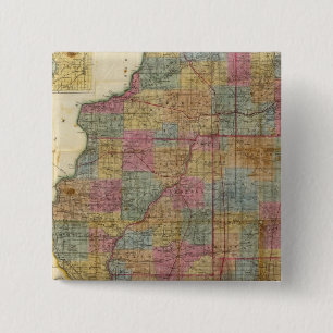New sectional map of the state of Illinois 2 Inch Square Button