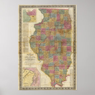 New sectional map of the state of Illinois 2 Poster