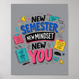 New Semester Mindset You Motivation Poster