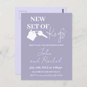 New Set Of Keys Modern Housewarming Party Purple  Postcard