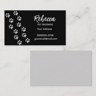 New Silver Dog Paws Pattern Pet Grooming Service Business Card