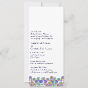 New Sizes 4.25x9.25 Fun Flower Wedding Invitation