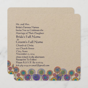 New Sizes Square Fun Flower Wedding Invitation