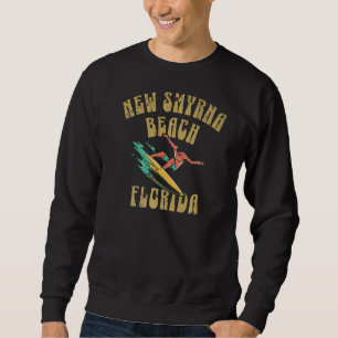 New Smyrna Beach Florida Surf Distressed Retro Sty Sweatshirt