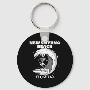 New Smyrna Beach Florida Surf Vintage Retro Surfin Keychain