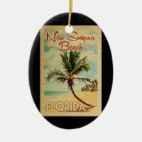 New Smyrna Beach Palm Tree Vintage Travel